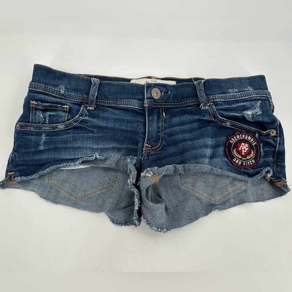 Vtg Y2K 90s Abercrombie & Fitch Micro Denim Mini Shorts Low Rise Sz 4